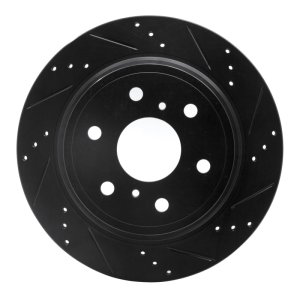 Cadillac Escalade Brake Rotor (1) - Rear Right - R1 Concepts - Drilled & Slotted - Black - `07-`20